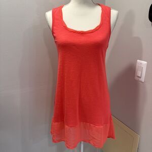 MAURICE'S Small Tank Top Sleeveless Tunic Sheer Bottom Bright Pink Neon